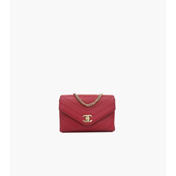 CHANEL Pink Chevron Crossbody Bag A-A4661 - Picture 1 of 11